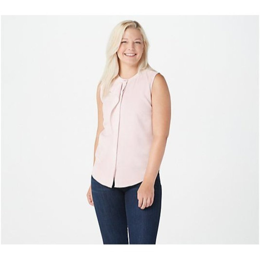Elizabeth & Clarke Sleeveless Flounce Top StainTech A368590 Cosmetic PInk 6